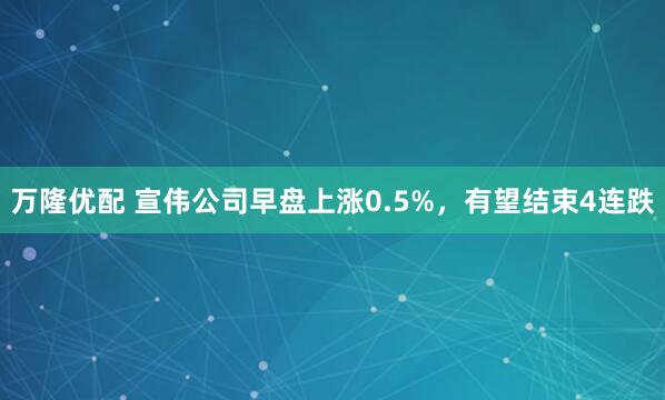 万隆优配 宣伟公司早盘上涨0.5%，有望结束4连跌