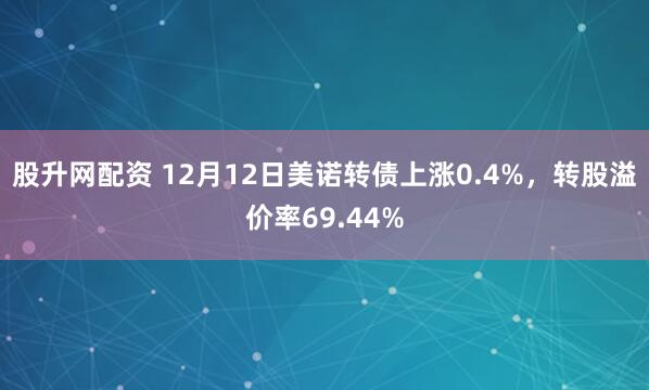 股升网配资 12月12日美诺转债上涨0.4%，转股溢价率69.44%